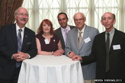 (Left to right) Provost David Graham, Françoise Sullivan, Ali Dolatabadi, Calvin Kalman and Ronald Rudin. 